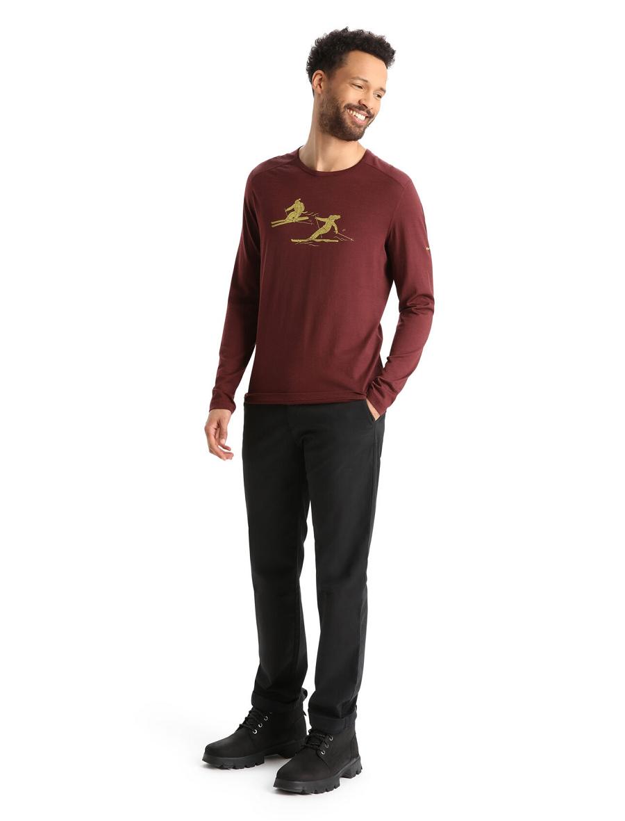 Espresso Men's Icebreaker Merino 200 Oasis Long Sleeve Crewe Last Run Base Layers | USA 1339EBCX